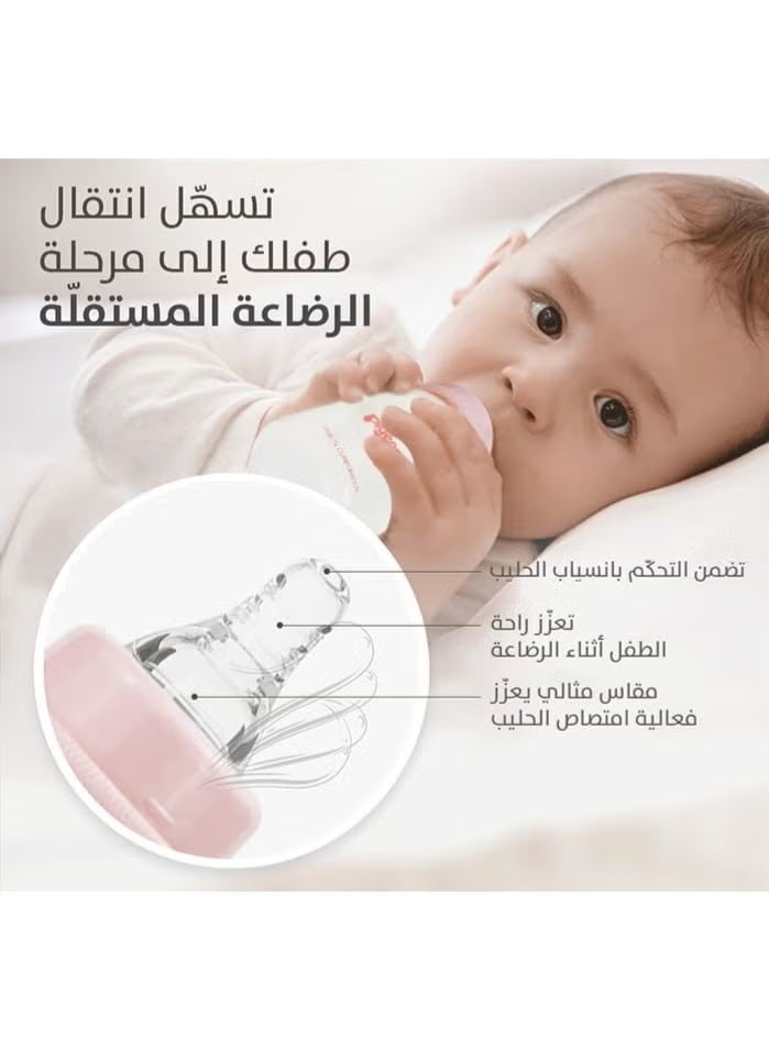 بيجون رضاعة بلاستيكية (عنق ضيق) ذات الغطاء الأبيض، متعددة الألوان ، مناسبة للمواليد الجدد، حلمة سيليكون مرنة ونظام تهوية لتقليل المغص والغازات، خالية من مادة BPA آمنة ومتينة، 120مل - Image 4